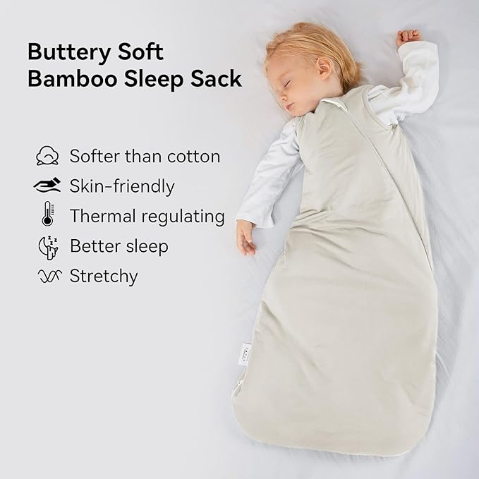 Rayon Made from Bamboo Sleep Sack 0-36 Months 1.0 Tog Ultra Soft Baby Wearable Blanket Toddler Sleeping Sack for Babies (Oat, XL(18-24M))