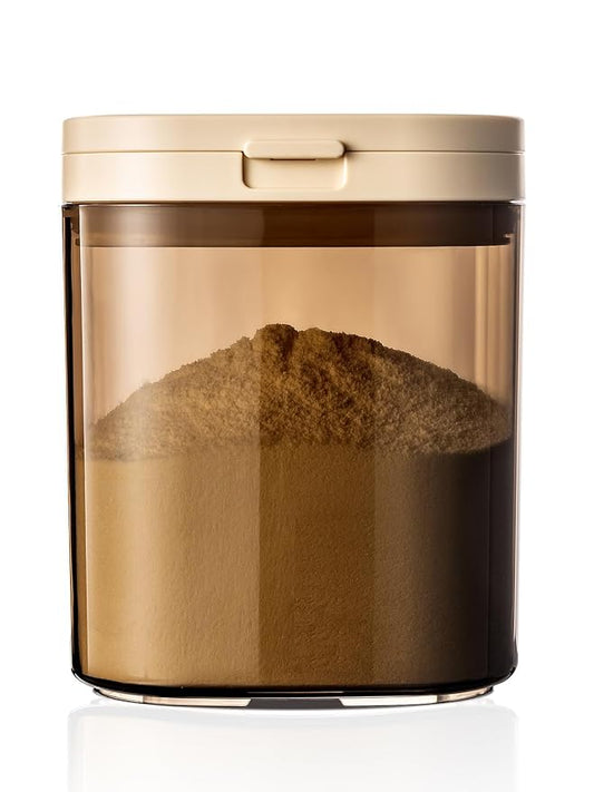 Travel Formula Dispenser, 1200ml Portable Milk Powder Container Formula Holder, Flip Top Formula Container to Go with Magnetic Spoon & Date Marker, 21OZ, 1.32LB, 600g, Brown