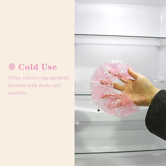 Hot/Cold Breast Gel Bead Ice Packs Breast Cooling/Heat Pads Relief for Breastfeeding, Nursing Pain, Mastitis, Engorgement, Swelling, Plugged Ducts | Boost Milk Let-Down & Production,2 Pack (Pink)