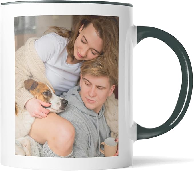 Custom Mug Upload Your Picture Personalized Coffee Mug with Photo Text Name Customized Cup Unique Ideas Gifts for Men Women Mom Dad Girlfriend Boyfriend Friend Family (Dark Green, 11oz)