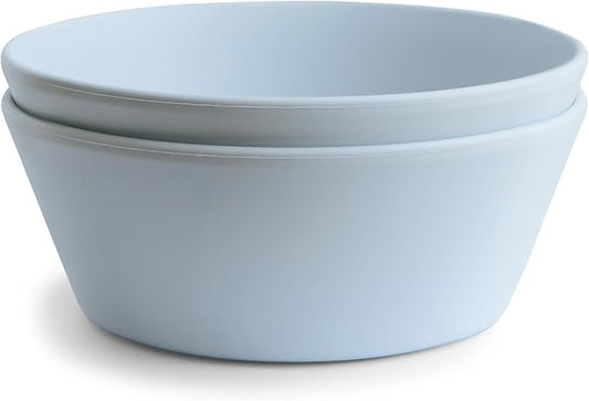mushie Round Dinnerware Bowls for Kids | Made in Denmark, Set of 2 (Powder Blue)