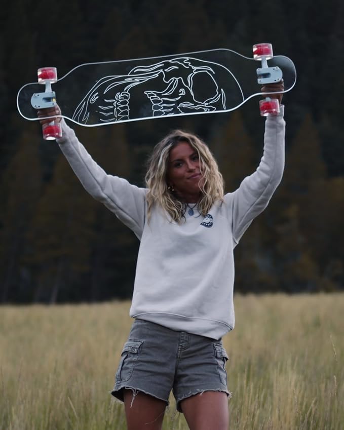 Clear Longboard Skateboard - Transparent Acrylic Long Boards with Light-Up LED Wheels for Smooth Rides - Ride The Streets in Style with Longboard Built for Beginners & Pros Alike