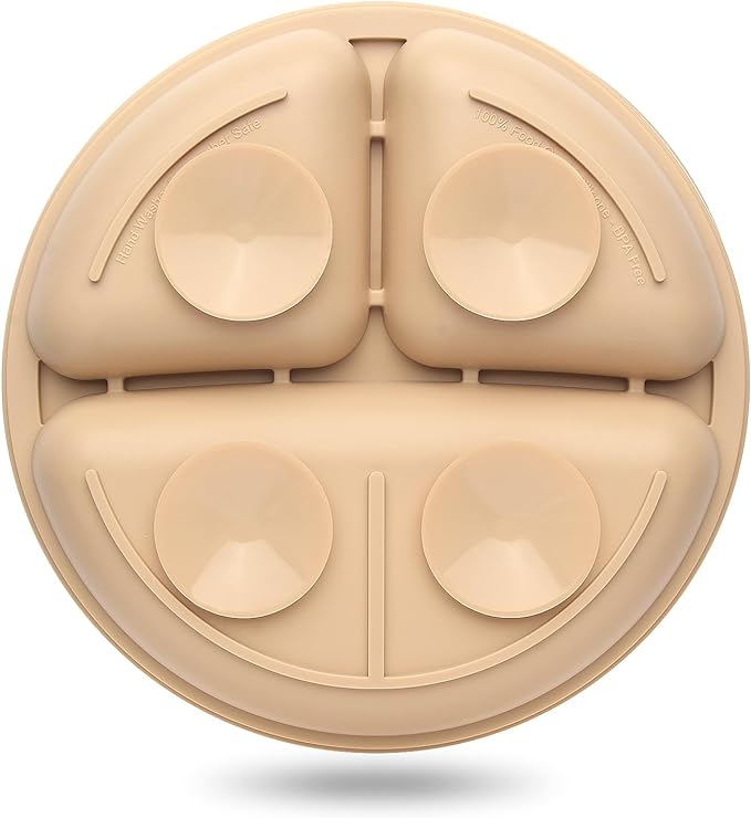 Toddler Plates 3 Pack, Divided Suction Plates for Baby, 100% Food Grade Silicone Baby Plates, Non-Slip, Baby Led Weaning Supplies, Microwave & Dishwasher Safe