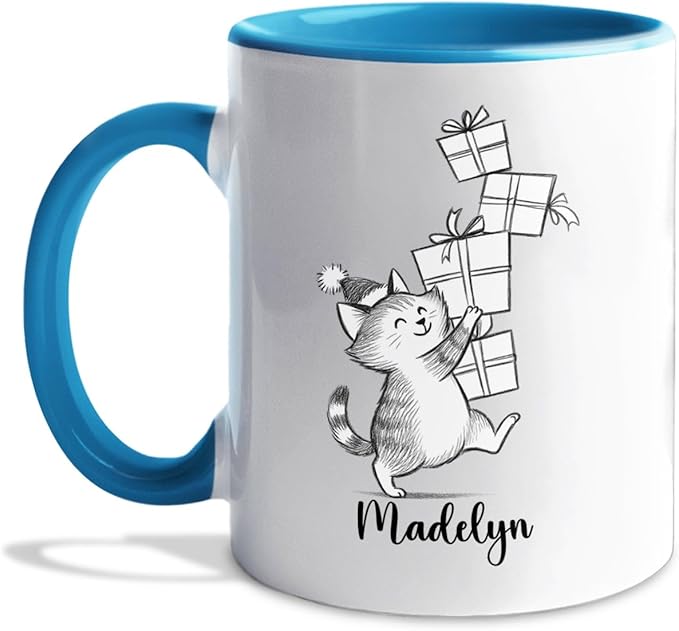 Customized Name Cat Lover Ceramic Mug Gift For Cat Mom/Dad/Family/Friends, Personalized Cats Coffee Mug 11 15Oz, Cute Cats White Accent Cup Gift For Birthday Christmas Thanksgiving, Animal Teacup
