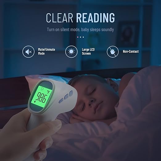Forehead Thermometer for Adults and Kids, Digital Baby Thermometer with Fever Alarm, Fast Accurate Results, Home Medical & Nurse Essentials