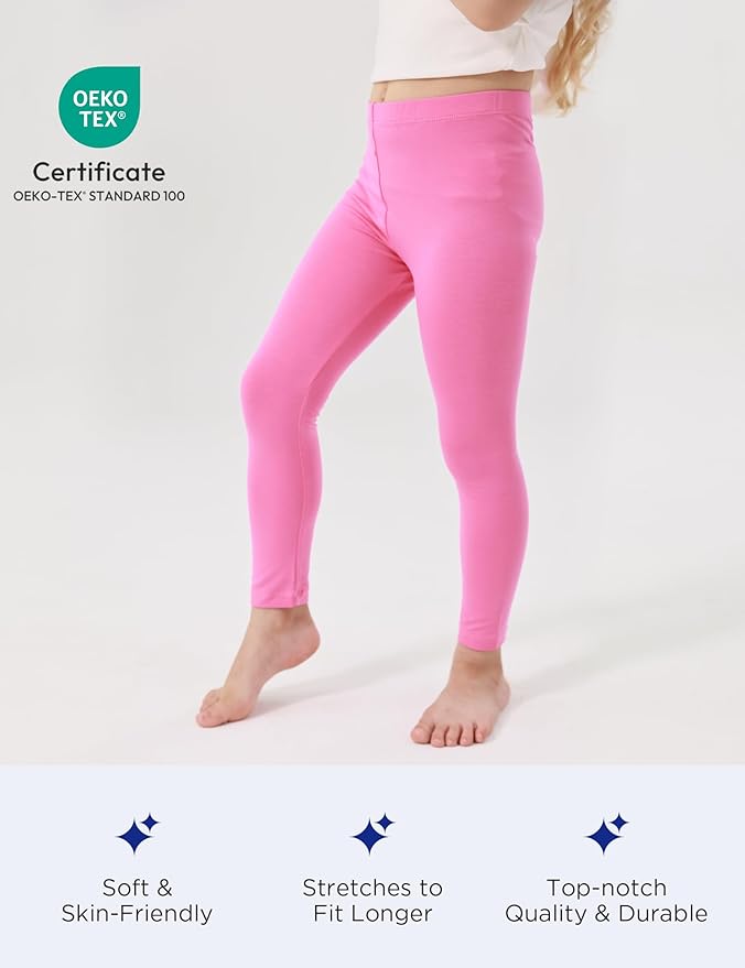 Toddler Girls Leggings 2-Pack Bamboo Viscose Little Girls Casual Stretch Pants