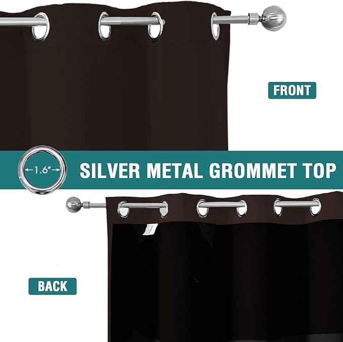 ChrisDowa 100% Blackout Curtains 120 inch Long for Bedroom with Black Liner, 2 Thick Layers Total Blackout Thermal Insulated Grommet Long Window Curtains 2 Panels Set (Brown, 52 x 120 Inch)