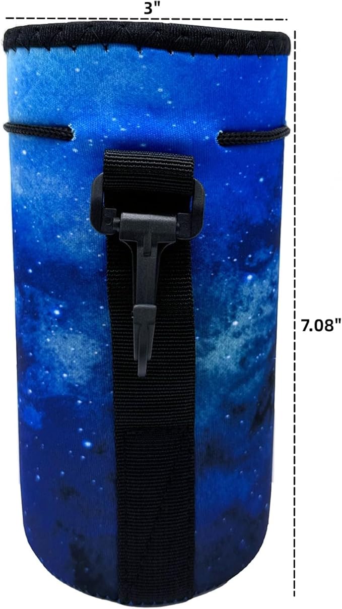 Water Bottle Bag Carrier, Neoprene Sleeve Portable Insulator Cover With Drawstring for 18-20 Oz Bottles (Blue)