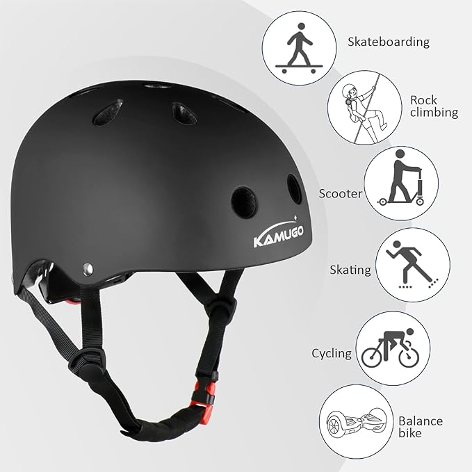 KAMUGO Kids Adjustable Helmet, with Sports Protective Gear Set Knee Elbow Wrist Pads for Toddler Age 2-8 Boys Girls, Bike Skateboard Hoverboard Scooter Rollerblading Helmet Set