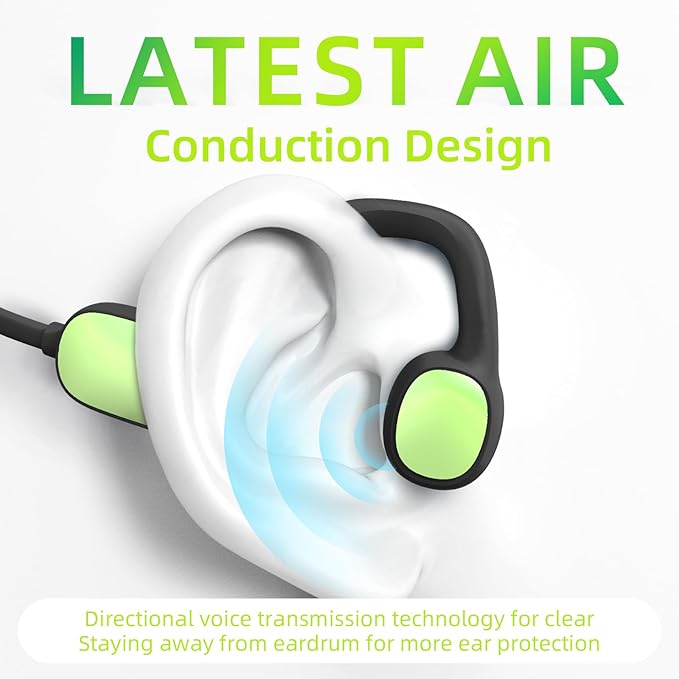 Kids Headphones, Bluetooth 5.2 Air Conduction Open Ear Headphones, 85dB Volume Limiting-Green