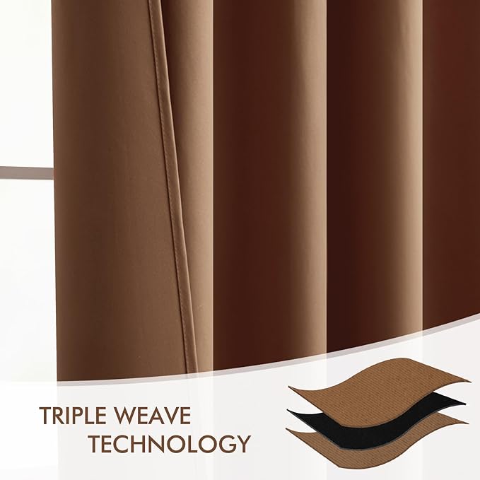MIULEE Back Tab Blackout Curtains 102 Inch Long 2 Panels Set for Living Room Bedroom, Rod Pocket/Pinch Pleated Thermal Insulated Room Darkening Light Blocking Floor to Ceiling Drapes, Cappuccino Brown