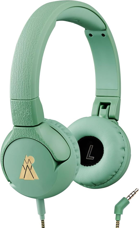 POGS Kids Wired Headphones | The Elephant 2 | Adjustable, Durable Headphones for Kids 3+ | Limited to 85 dB, Microphone | On-Ear | Music-Sharing Function Safe 3.5mm Audio Cable (3.2ft) (rGreen)