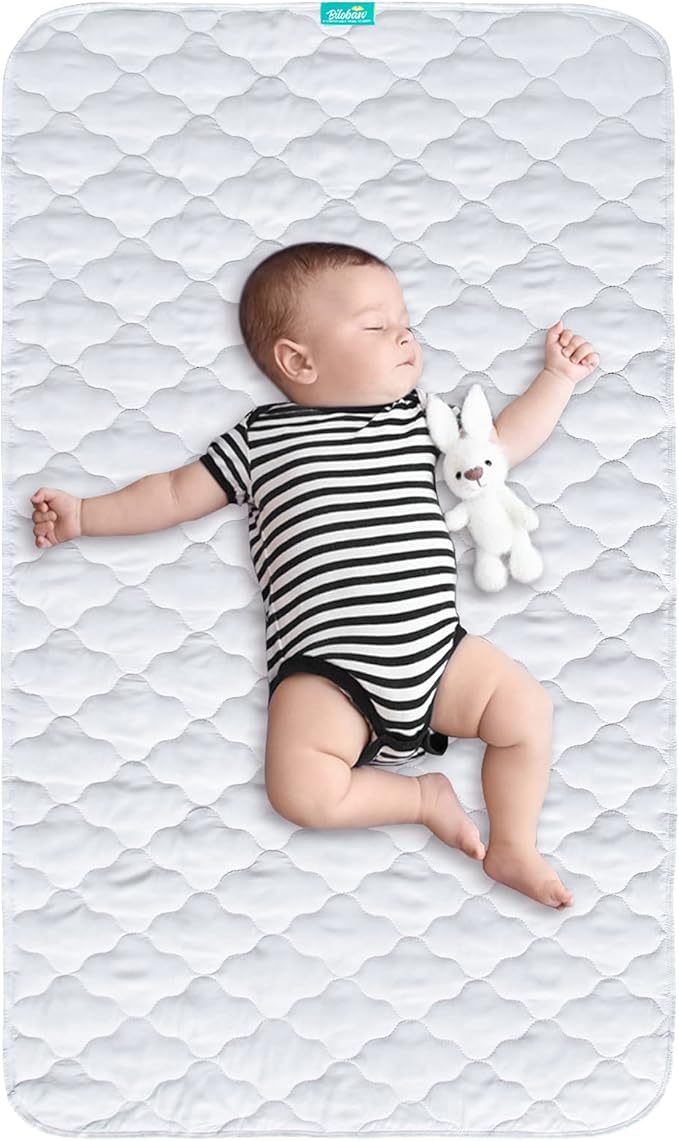 Waterproof Crib Mattress Protector Pad Cover 2 Pack 28" x 52", Anti Slip & Absorbent Waterproof Bed Pads for Standard Crib/Toddler Bed Quilted Machine Washable (Quilted Improved Thickness) White