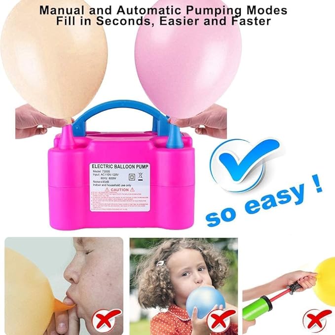 Balloon Pump 600W 110V Electric Balloon Pump Portable Electric Inflator Balloon Air Pump-2 Tying Tools Balloon Blower for Party Decoration
