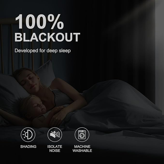 NICETOWN 100% Blackout Curtains 84 Inches Long, Grey Blackout Curtains for Bedroom - 2 Panels, 42x84 Inch, Room Darkening Drapes for Living Room, Grommet Top Curtains