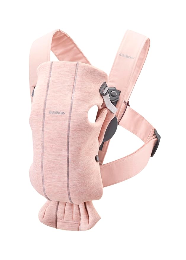BabyBjörn Baby Carrier Mini, Light Pink, 3D Jersey | Infant Carrier (7-25 lbs), Ergonomic, Easy-to-Use