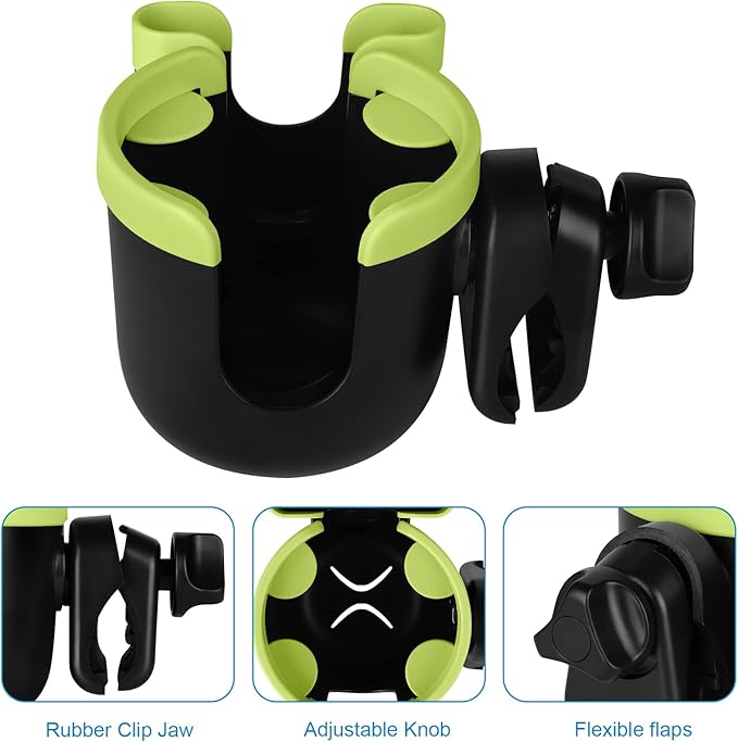 Accmor Stroller Cup Holder with Phone Holder, Bike Cup Holder, Universal Cup Holder for Uppababy Nuna Doona Strollers, 2-in-1 Cup Phone Holder for Stroller, Bike, Wheelchair, Walker, Scooter