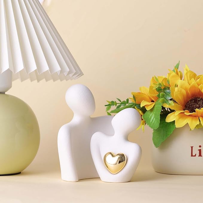 XMGZQ Mini Couple Statue Tv Stand Decor Items for Living Room Home Decor,Bedroom Decor for Couples Sculpture for Anniversary Wedding,Love Gifts for Couples 2025,Knick Knacks for Shelves