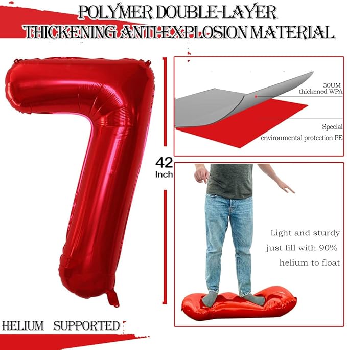 GOER Number 17 Balloons for 17th Birthday Sweet 17 Party Decorations,42 Inch Jumbo Foil Helium 71 Balloons for 71st Birthday Party Decoration (Red)