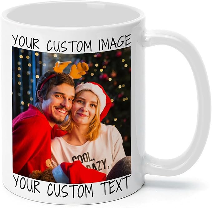 Ship Next Day Custom Mug Design Your Own Photo Text Personalized Picture Gifts for Women Men Customized Gifts Idea Personalized Coffee Mugs 15oz Black Handle