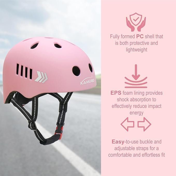 KAMUGO Kids Bike Helmet Set, Toddler Helmet for Ages 2-8 Boys Girls with Sports Protective Gear Set Knee Elbow Wrist Pads for Skateboard Cycling Scooter Rollerblading