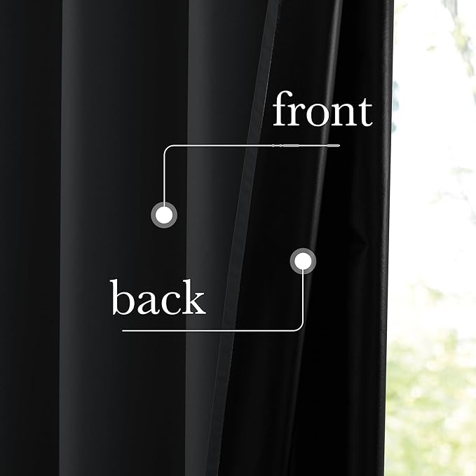 NICETOWN 100% Blackout Curtains 72 inch Long, Grommet Travel Blackout Curtains Thermal Window Treatments Lightweight Easy to Install for Baby/Kids Room, Jet Black, W52 x L72, 2 Panels