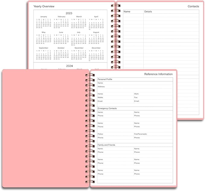 Tiankool Undated Daily Planner,Undated Planner with Hourly Schedules, Top Priorities Items and To Do List, A5 Daily Organizer Notebook to Increase Productivity, 5.8 × 8.2 Inch,Pink