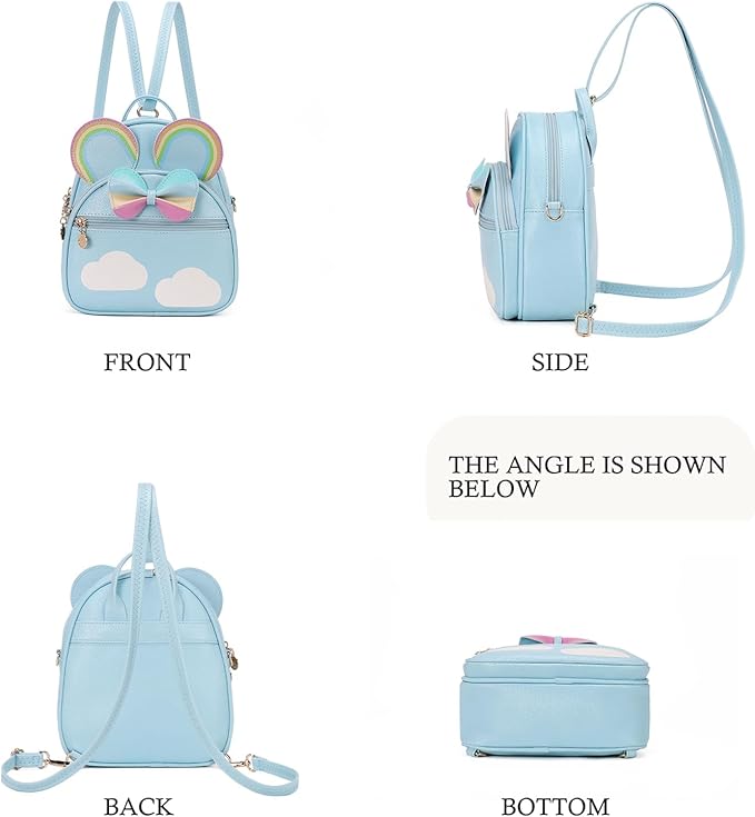 KL928 Girls Bowknot Polka Dot Cute Mini Backpack Small Daypacks Convertible Shoulder Bag Purse for Women