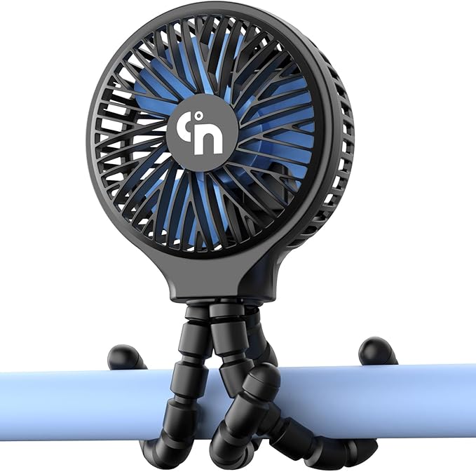 HomeLifairy Portable Stroller Fan, USB or Rechargeable Battery Operated with 3 Speeds and 360°Rotate, Cooling Clip On for Baby Crib Travel Car Seat Black