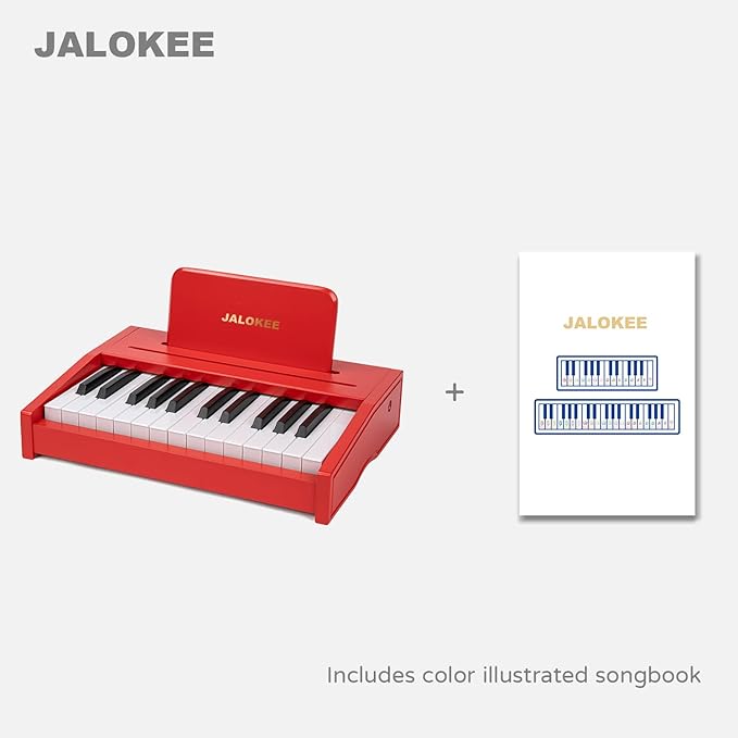 Kids Piano Keyboard, Digital Piano for Kids, Music Educational Instrument Toy, Wood Toy for 3+ Girls and Boys (Red, 25 Keys)