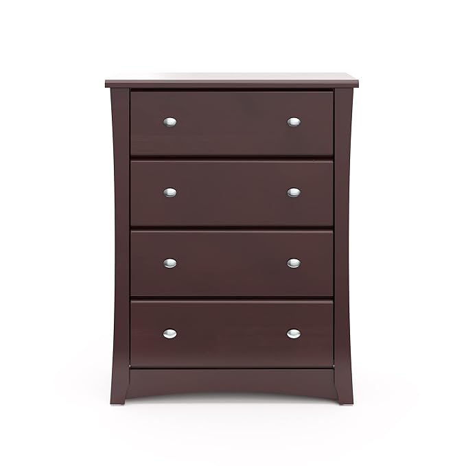 Storkcraft Crescent 4 Drawer Chest (Espresso) – GREENGUARD Gold Certified, Easy-to-Match Chest of Drawers for Nursery and Kids Bedroom, Dresser Organizer for Children’s Bedroom