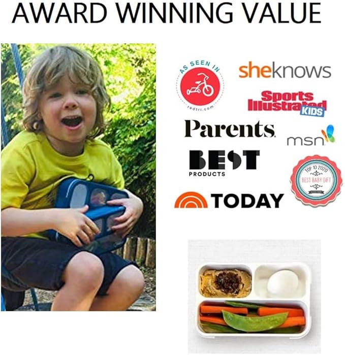 kinsho Snack Containers - Small Bento Lunch Box for Kids Girls Boys Toddlers | MINI Leakproof Boxes, Baby Bentobox for School Daycare Travel, Portion Containers, 2 pack, Red Navy Blue