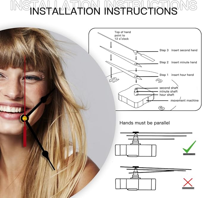 Generic Custom Clocks for Walls Personalized Clocks with Picture That PVC Customized Round Silent Clock for Living Room Creative, 12inch-30cm