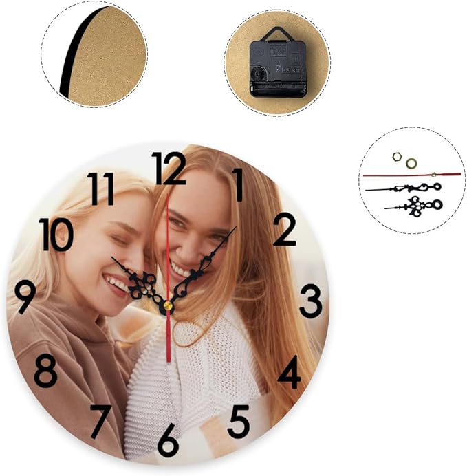 Generic Custom Clocks for Walls Personalized Wall Photo Customized Round Clock for Birthday Wedding Present Family Friends Gifts, 12x12Inch