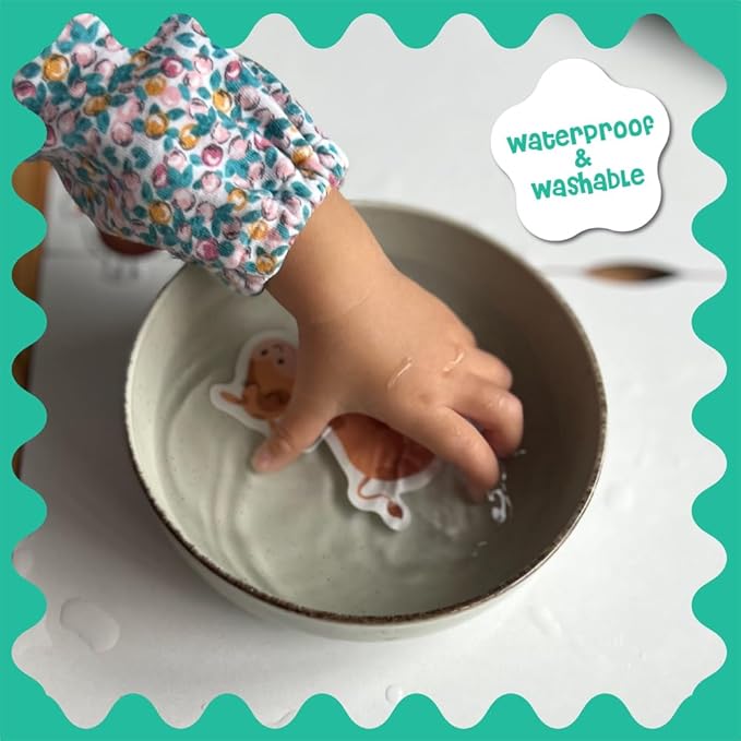 Stick4Ever Jelly Sticker Book - for Kids - Waterproof, Easy to Clean Jelly Stickers for Kids - Reusable Sticker Book for Toddlers with 50 Pcs of Reusable Stickers (Animals)