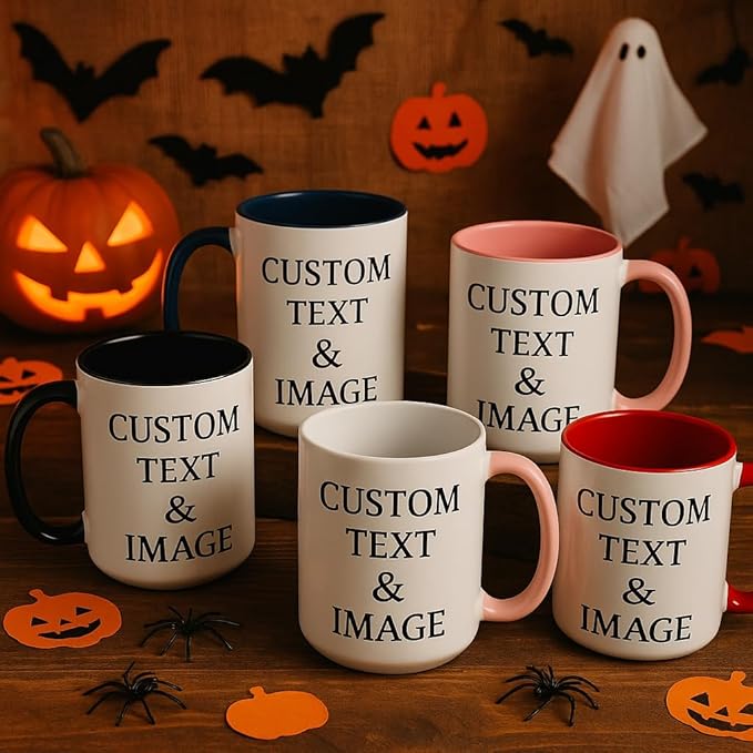 Customized 15oz Ceramic Coffee Mugs with Personalized Text and Photo Image Upload Novelty Gift, Personalize With Different Design And Images, Custom Gift (White)