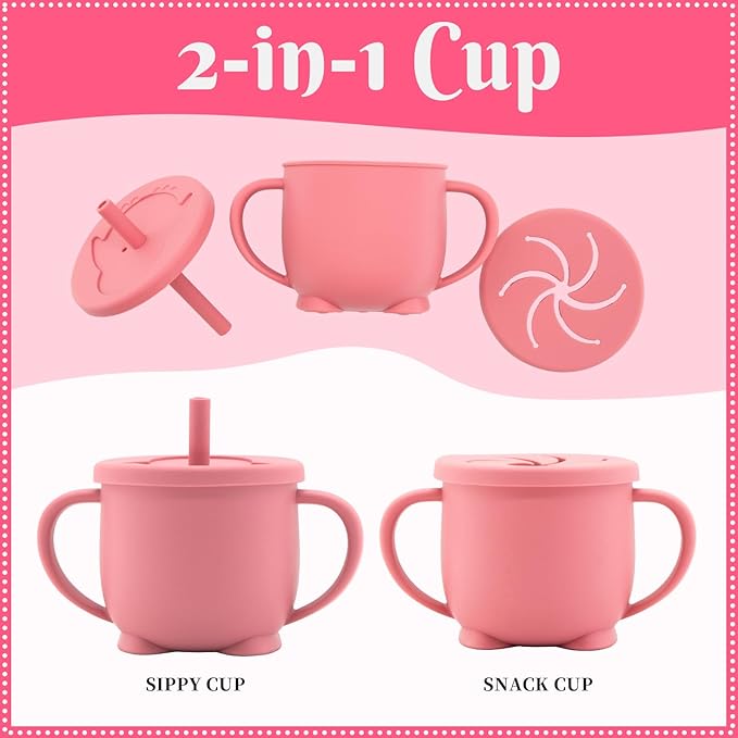 Silicone Baby Feeding Set 10 Pcs, Baby Led Weaning Supplies, Baby Feeding Supplies Set BPA Free, Baby Essentials for Newborn Gift Red