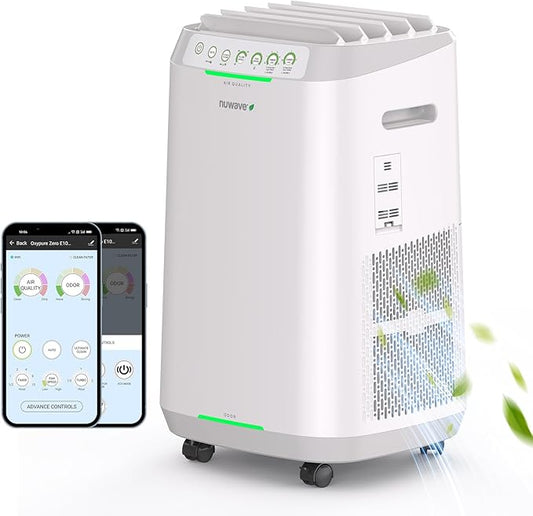 Nuwave OxyPure ZERO Air Purifier for Home Large Rooms Up to 2,002 Sq Ft 100% Particle Removal to 0.1 Micron, Dual 4-Stage Filtration, Adjustable Airflow, Smart Air Cleaner Washable & Reusable Filter