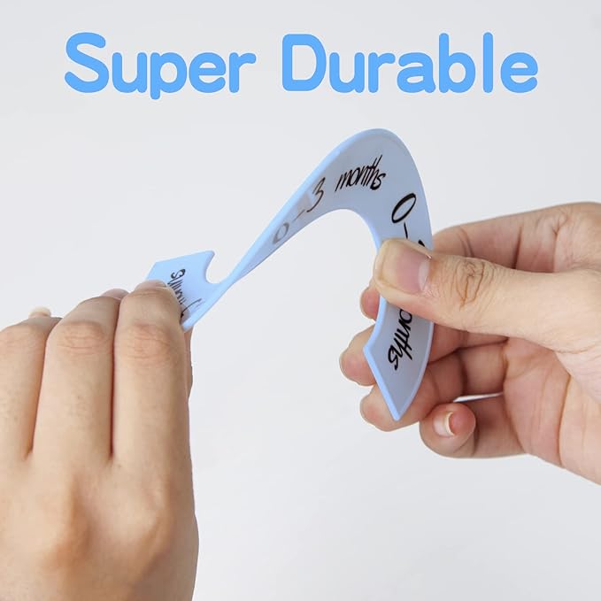 Pro Goleem Baby Closet Dividers Blue Baby Closet Organizer for Nursery Baby Clothes Size Age Dividers Fits 1.5" Rod 6 PCS