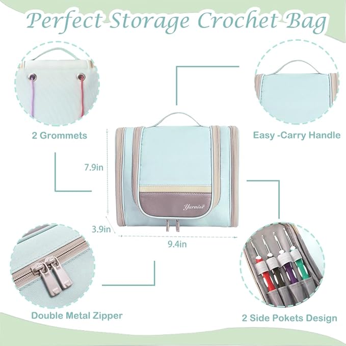 Yarniss Crochet Kits with Case, Beginner Crochet Set Includes 1050 Yards Crochet Yarn & 12 Size Ergonomic Crochet Hooks
