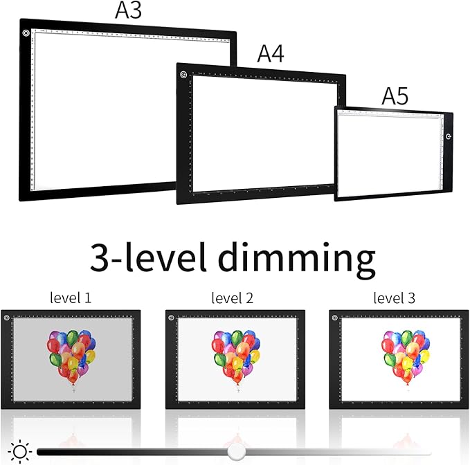 Light Box Drawing Pad A4, Tracing Board with Type-C Charge Cable and Brightness Adjustable for Artists, AnimationDrawing, Sketching, Animation, X-ray Viewing (A4-PS)