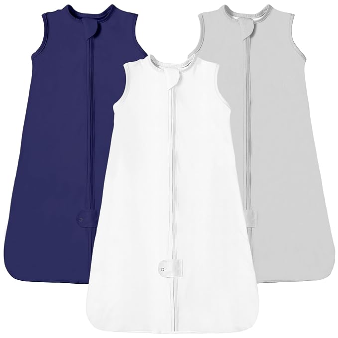 TotAha Baby Sleep Sacks 3-Pack, Stretchy, Silky Comfort, Buttery Soft, Swaddle Transition Sleeping Bag, 2-Way Safe Zippers, Wearable Blanket Baby Sleep Bag for 6-12-15 Months 0.5 TOG