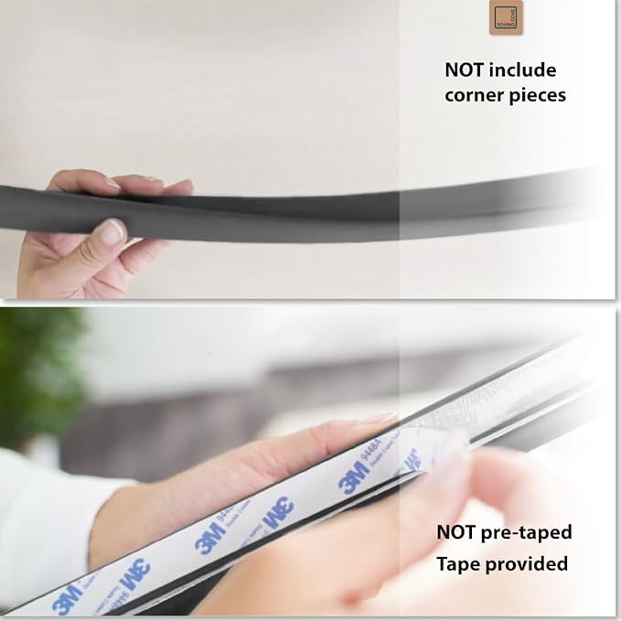 Roving Cove HeftyFit Edge Protector for Baby Proofing (6ft Large Edge Only), Heavy-Duty Soft Rubber Foam Furniture Edge Bumper Guards, Desk Edge Cushion, Wall Corner Covers, 3M Adhesive, Onyx Black