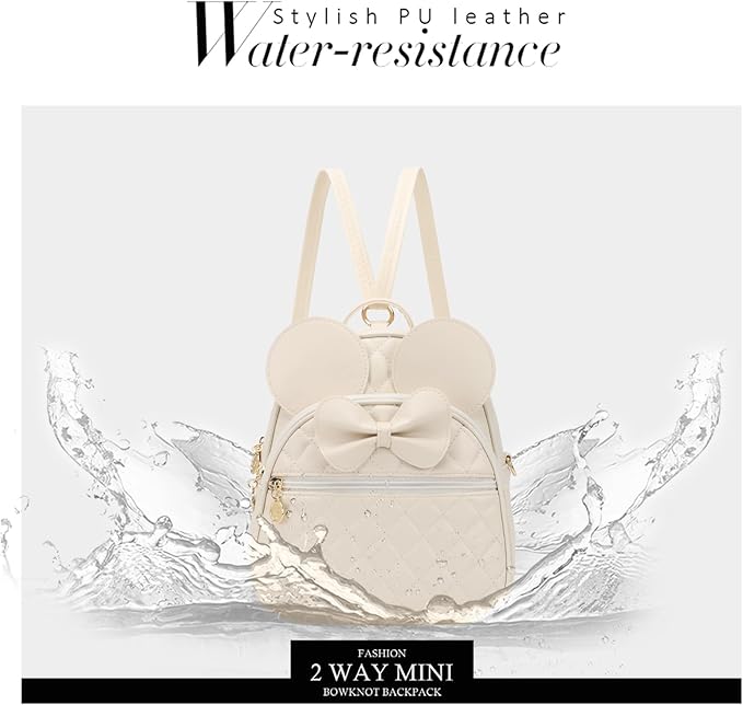 KL928 Girls Bowknot Polka Dot Cute Mini Backpack Small Daypacks Convertible Shoulder Bag Purse for Women