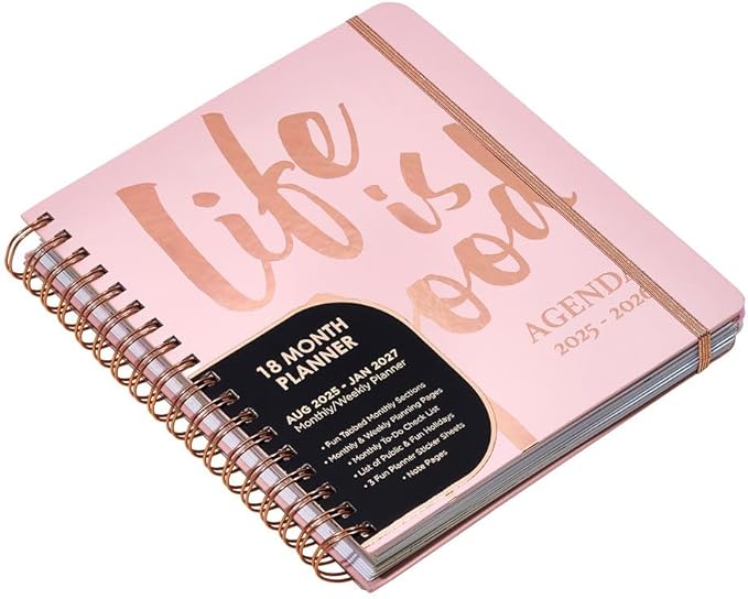 Votum August 2025 to January 2027 Large Back to School Academic Planner- Daily, Weekly & Monthly Organizer with Pens, Stickers, Sticky Notes, and a Sturdy Cover - Life is Good