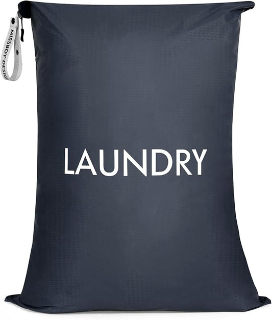 MissBoy Laundry Bag, Nylon Dirty Clothes Storage Bag, Splash-proof Travel Camping Laundry Bags with Zip, Lightweight Foldable Swimming Dry Wet Bag