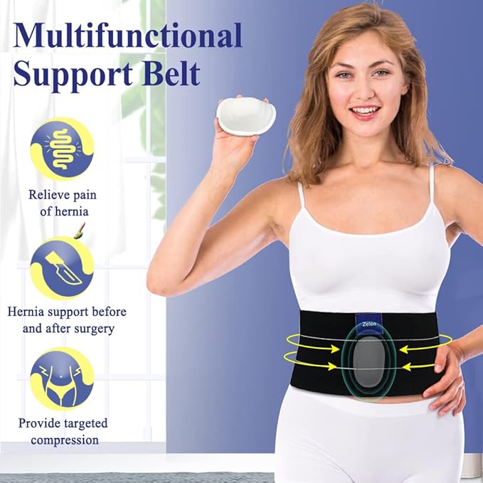 Umbilical Hernia Belt for Women Men Abdominal, Belly Button Hernia Support Belts for Men, Abdominal Support Binder with Compression Pads, Hernia Relief Wrap, Belly Band Post Hernia Surgery (43"-62")