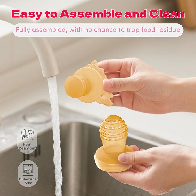 Baby Food Fruit Feeder & Freezer Tray, Auto-Push Fresh Food Feeder Pacifier for Self Feeding, Breastmilk Popsicle Molds for Baby Teething Relief, BPA-Free Silicone, 2 Sizes for 3-12 Months