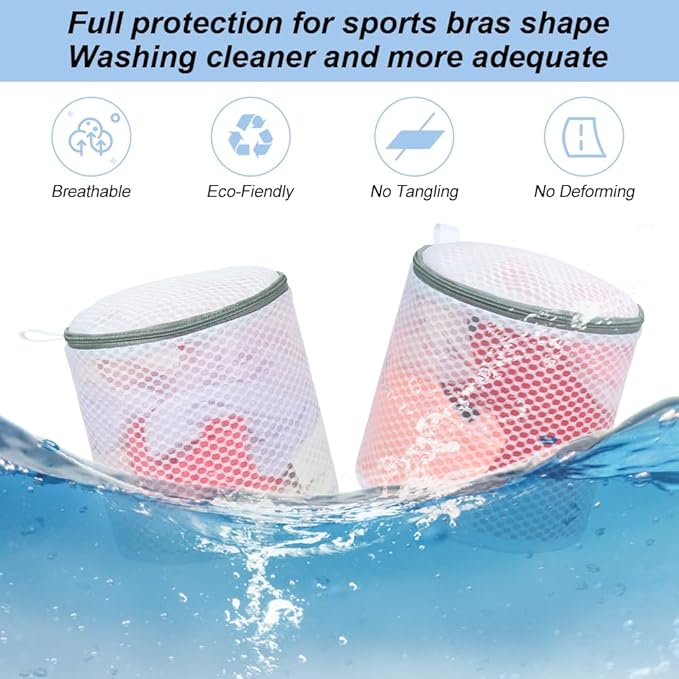 Vivifying Bra Bags for Laundry, 2 Pack Honeycomb Mesh Bra Washing Bags for Laundry, Washing Machine, Lingerie, Delicates, Sock and Baby Clothes