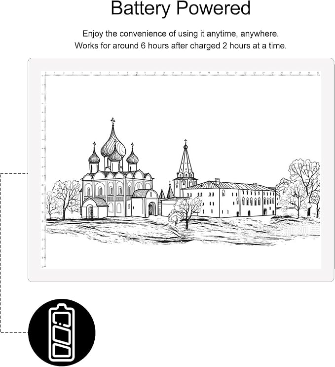 A4 Rechargeable LED Tracing Light Box with Carry Bag, ELICE Wireless Battery Powered Light Pad Artcraft Lightpad Cordless Light Board for Diamond Painting Drawing Sketching Weeding Vinyl (White)
